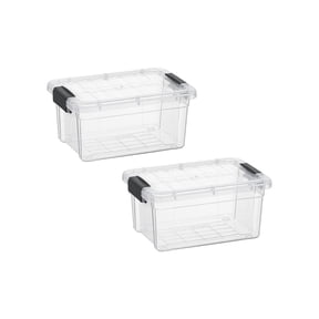 Superio Clear Storage Boxes with Lids, Plastic Container Bins for Organizing, Stackable Crates, BPA Free, Non Toxic, Odor Free, Organizers for Home, Office, School, and Dorm, 1.85 Quart, 2 Pack