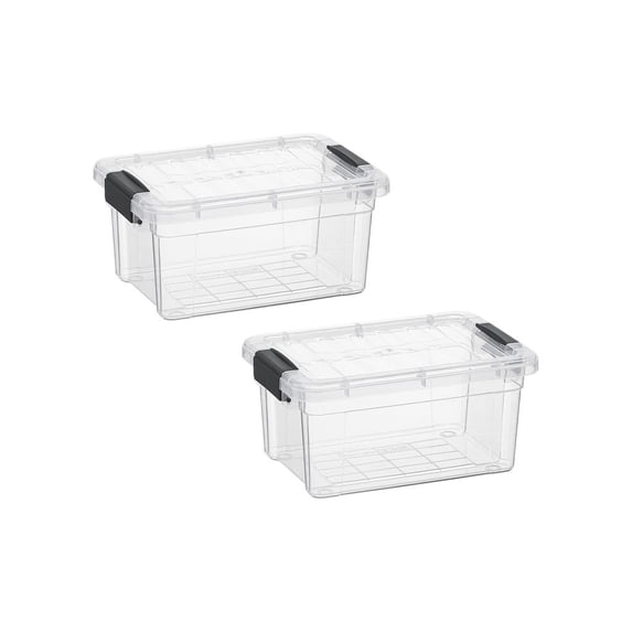 Superio Clear Storage Boxes with Lids, Plastic Container Bins for Organizing, Stackable Crates, BPA Free, Non Toxic, Odor Free, Organizers for Home, Office, School, and Dorm, 1.85 Quart, 2 Pack
