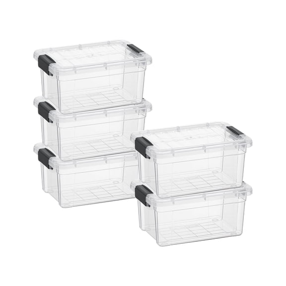 Superio Clear Storage Boxes with Lids, Plastic Container Bins for Organizing, Stackable Crates, BPA Free, Non Toxic, Odor Free, Organizers for Home, Office, School, and Dorm, 1.85 Quart, 5 Pack