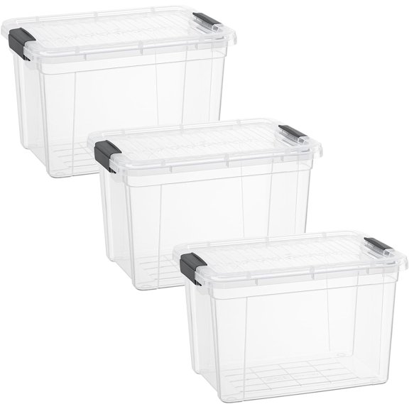 Superio Clear Storage Bins with Lids, 3 Pack- Plastic Storage Boxes for Home- 4.7 Quart