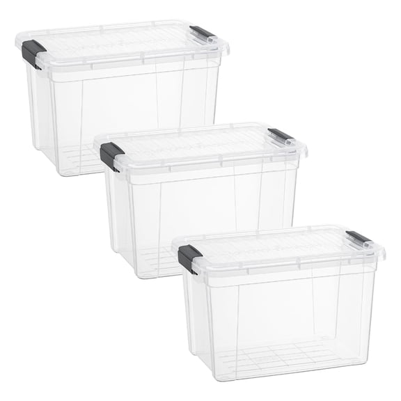 Superio Clear Storage Boxes with Lids, Plastic Container Bins for Organizing, Stackable Crates, BPA Free, Non Toxic, Odor Free, Organizers for Home, Office, School, and Dorm, 2.5 Quart, 3 Pack