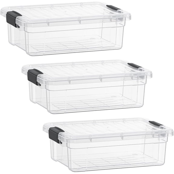 Superio 1.27 Quart Clear Plastic Storage Containers with Lids, Stackable Organizer Bins, BPA-Free Storage Boxes for Home, Office, Dorm & Classroom, 3 Pack