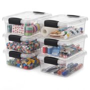 Superio Clear Storage Box with Lid, 1.27 Quart Plastic Container Bins for Organizing, Stackable Crates, BPA Free, Non Toxic, Odor Free, Organizers for Home, Office, School, and Dorm, 6 Pack