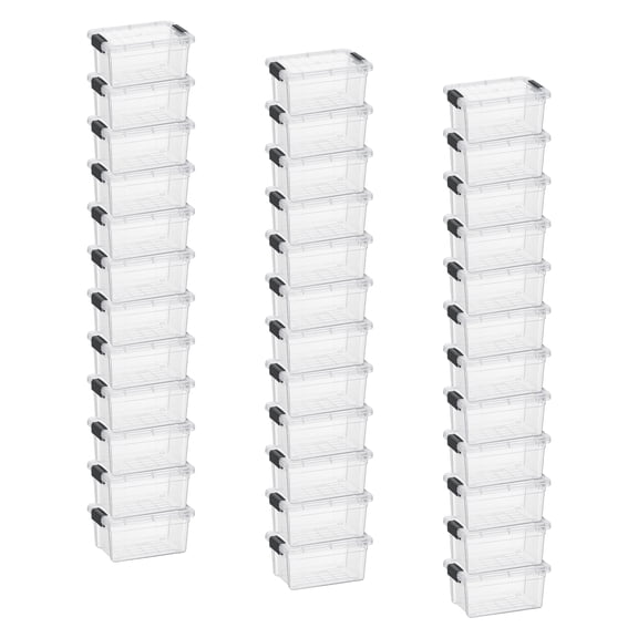 Superio Clear Storage Box with Lid, 1.85 Quart Plastic Container Bins for Organizing, Stackable Crates, BPA Free, Non Toxic, Odor Free, Organizers for Home, Office, School, and Dorm, 36 Pack
