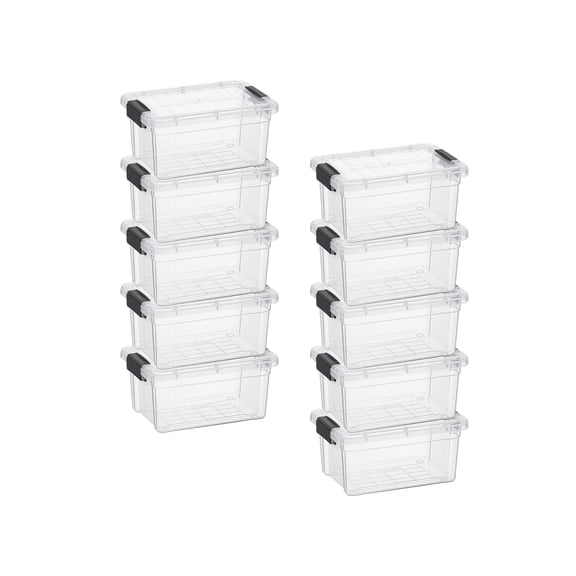 Superio Clear Storage Box with Lid, 1.85 Quart Plastic Container Bins for Organizing, Stackable Crates, BPA Free, Non Toxic, Odor Free, Organizers for Home, Office, School, and Dorm, 10 Pack