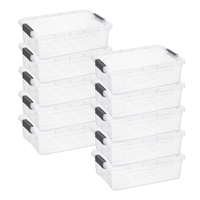 Superio 13.7 Quart Clear Plastic Storage Bin with Lid, Stackable Organizer Box, BPA-Free Storage Container for Home, Garage, School & Office, 10 Pack