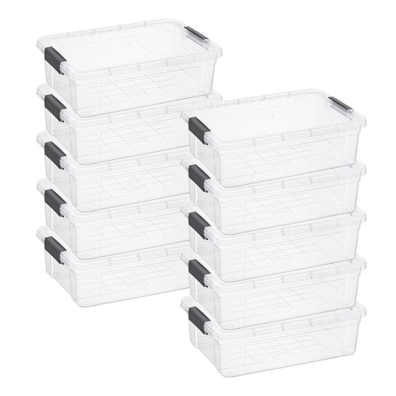 Superio 13.7 Quart Clear Plastic Storage Bin with Lid, Stackable Organizer Box, BPA-Free Storage Container for Home, Garage, School & Office, 10 Pack