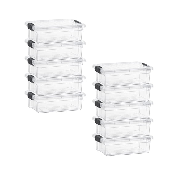 Superio Clear Storage Box with Lid, 2.3 Quart Plastic Container Bins for Organizing, Stackable Crates, BPA Free, Non Toxic, Odor Free, Organizers for Home, Office, School, and Dorm, 10 Pack