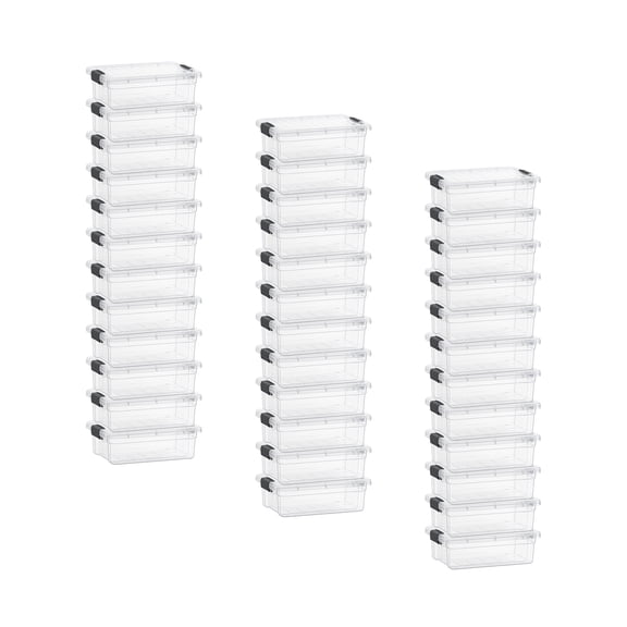Superio Clear Storage Box with Lid, 2.3 Quart Plastic Container Bins for Organizing, Stackable Crates, BPA Free, Non Toxic, Odor Free, Organizers for Home, Office, School, and Dorm, 36 Pack