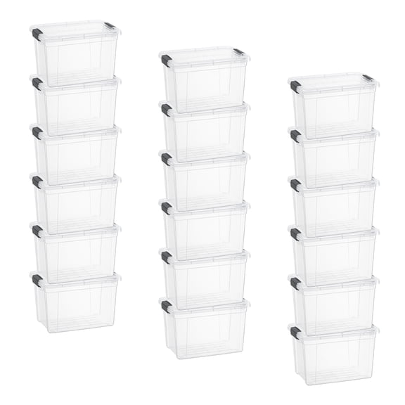 Superio Clear Storage Box with Lid, 2.5 Quart Plastic Container Bins for Organizing, Stackable Crates, BPA Free, Non Toxic, Odor Free, Organizers, 18 Pack