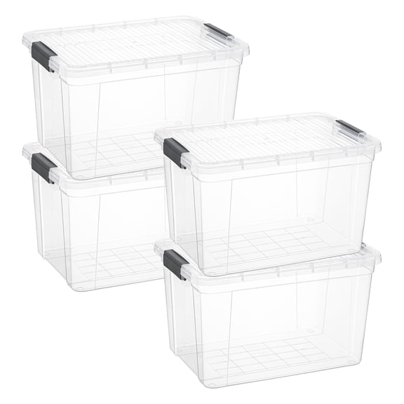Superio 26.5 Quart Clear Plastic Storage Boxes with Lids, Stackable Organizer Containers, BPA-Free Storage Bins for Home, Office, School & Dorm, 4 Pack