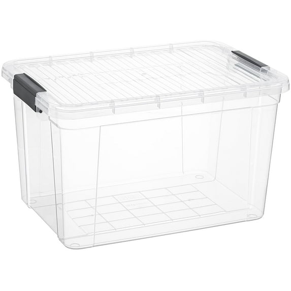 Superio Clear Storage Box with Lid, 26 Quart Plastic Container Bins for Organizing, Stackable Crates, BPA Free, Non Toxic, Odor Free, Organizers for Home, Office, School, and Dorm