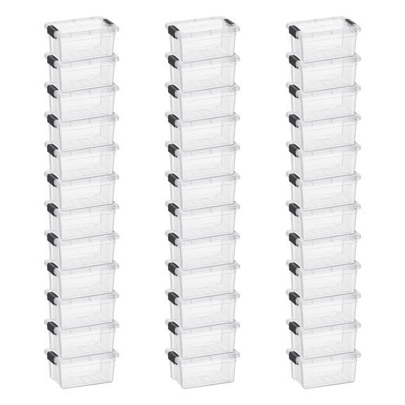 Superio Clear Storage Box with Lid, 3.5 Quart Plastic Container Bins for Organizing, Stackable Crates, BPA Free, Non Toxic, Odor Free, Organizers for Home, Office, School, and Dorm, 36 Pack
