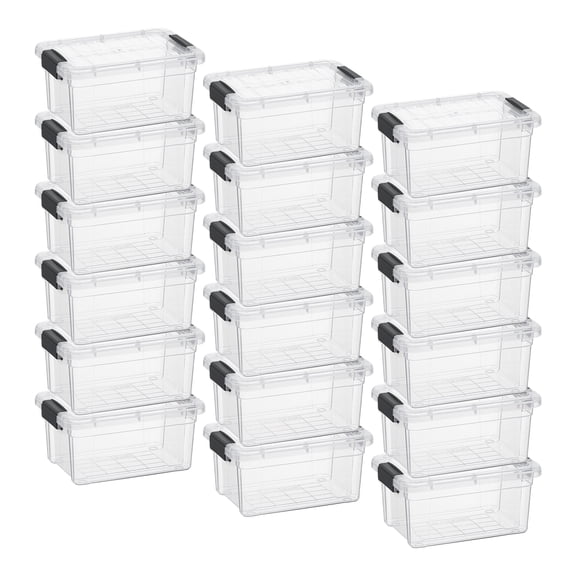 Superio Clear Storage Box with Lid, 3.5 Quart Plastic Container Bins for Organizing, Stackable Crates, BPA Free, Non Toxic, Odor Free, Organizers for Home, Office, School, and Dorm, 18 Pack