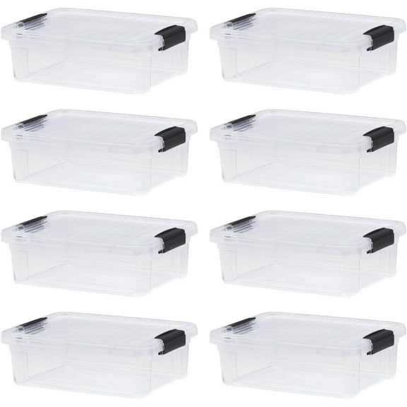 Superio Clear Storage Box with Lid, 4.5 Quart Plastic Container Bins for Organizing, Stackable Crates, BPA Free, Non Toxic, Odor Free, Organizers for Home, Office, School, and Dorm, 8 Pack