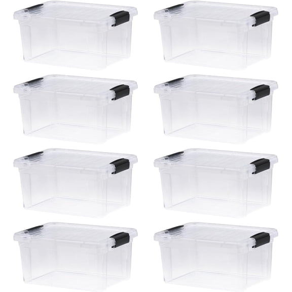 Superio Clear Storage Box with Lid, 6.6 Quart Plastic Container Bins for Organizing, Stackable Crates, BPA Free, Non Toxic, Odor Free, Organizers for Home, Office, School, and Dorm, 8 Pack