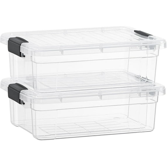 Superio Clear Storage Box with Lid, 7.4 Quart Plastic Container Bins for Organizing, Stackable Crates, BPA Free, Non Toxic, Odor Free, Organizers for Home, Office, School, and Dorm, 2 Pack