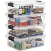 Superio 7.4 Quart Clear Plastic Storage Bin with Lid, Stackable Organizer Box, BPA-Free Storage Container for Home, Garage, School & Office, 4 Pack