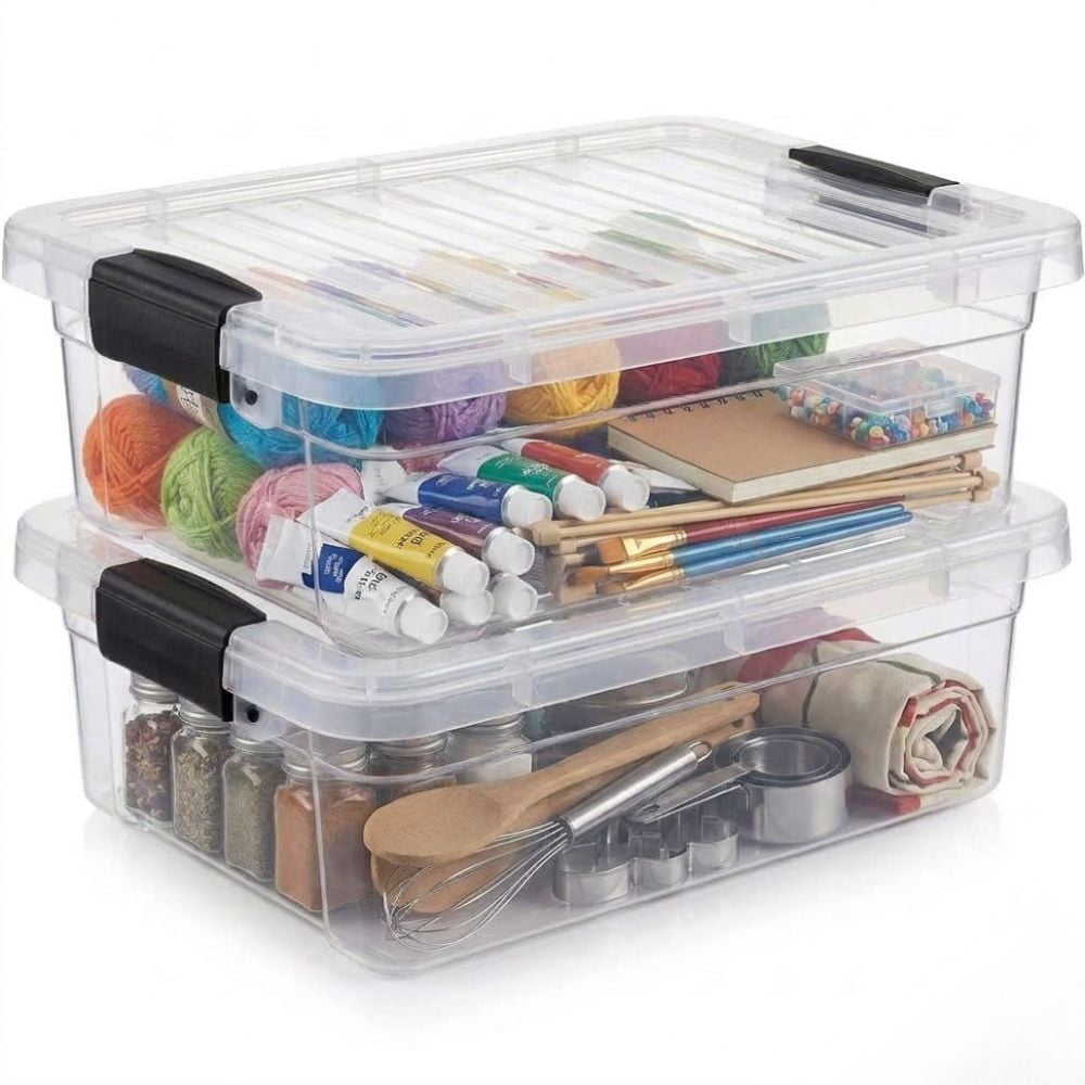 SimplyKleen 4 Pack 14.5 Gallon (58-Quart) Plastic Tote Set, Clear