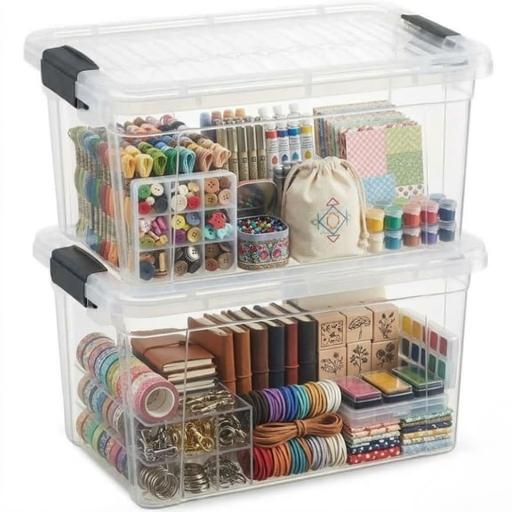 Superio 8.7 Quart Clear Plastic Storage Boxes with Lids, Stackable Organizer Containers, BPA-Free Storage Bins for Home, Office, School & Dorm, 2 Pack