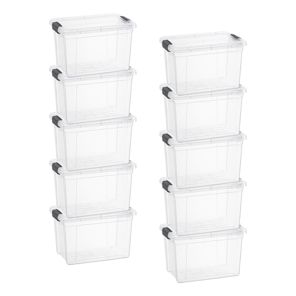 Superio Clear Storage Box with Lid, 8.75 Quart Plastic Container Bins for Organizing, Stackable Crates, BPA Free, Non Toxic, Odor Free, Organizers for Home, Office, School, and Dorm, 10 Pack