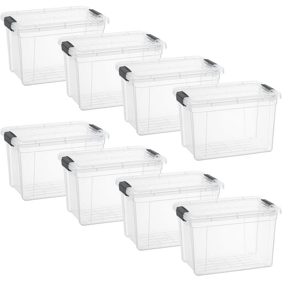 Superio Clear Storage Box with Lid, 8.7 Quart Plastic Container Bins for Organizing, Stackable Crates, BPA Free, Non Toxic, Odor Free, Organizers for Home, Office, School, and Dorm, 8 Pack