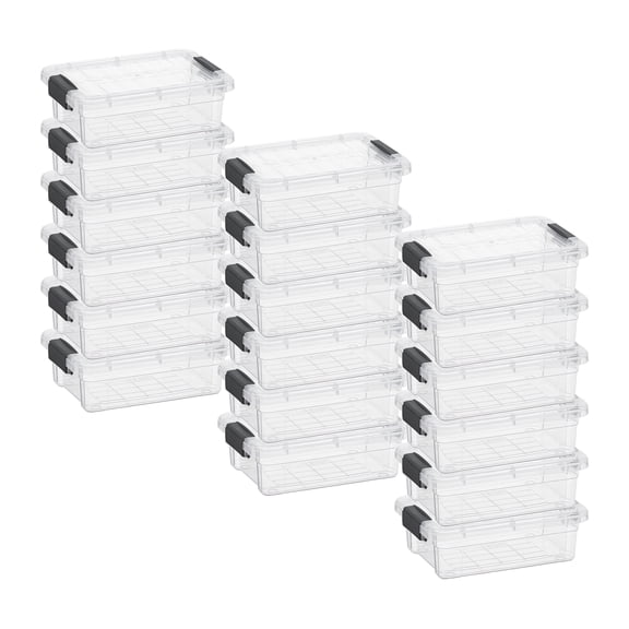 Superio Clear Storage Boxes with Lids, 1.27 Quart Plastic Container Bins for Organizing, Stackable Crates, BPA Free, Non Toxic, Odor Free, Organizers for Home, Office and Dorm, 18 Pack