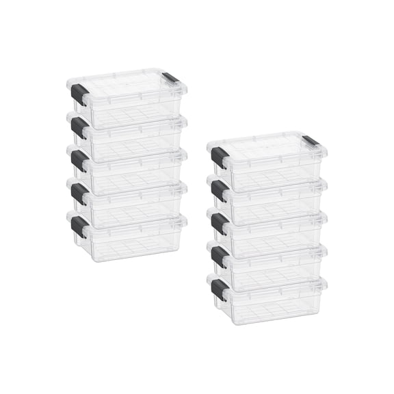 Superio Clear Storage Boxes with Lids, 1.27 Quart Plastic Container Bins for Organizing, Stackable Crates, BPA Free, Non Toxic, Odor Free, Organizers for Home, Office and Dorm, 10 Pack