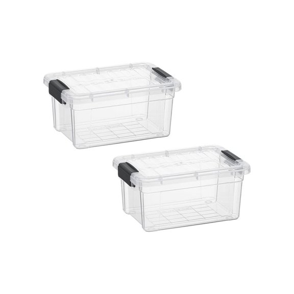 Superio Clear Storage Boxes with Lids, Plastic Container Bins for Organizing, Stackable Crates, BPA Free, Non Toxic, Odor Free, Organizers for Home, Office, School, and Dorm, 1.85 Quart, 2 Pack