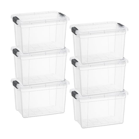 Superio Clear Storage Boxes with Lids, Plastic Container Bins for Organizing, Stackable Crates, BPA Free, Non Toxic, Odor Free, Organizers for Home, Office, School, and Dorm, 2.5 Quart, 6 Pack