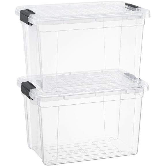 Superio Clear Storage Boxes with Lids, Plastic Container Bins for Organizing, Stackable Crates, BPA Free, Non Toxic, Odor Free, Organizers for Home, Office, School, and Dorm, 4.75 Quart, 2 Pack