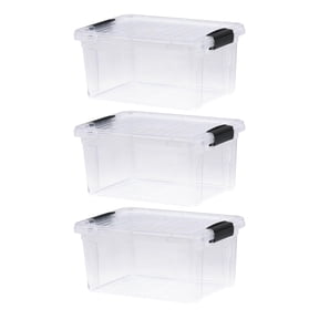 Superio Clear Storage Boxes with Lids, Plastic Container Bins for Organizing, Stackable Crates, BPA Free, Non Toxic, Odor Free, Organizers for Home, Office, School, and Dorm, 6.6 Quart, 3 Pack