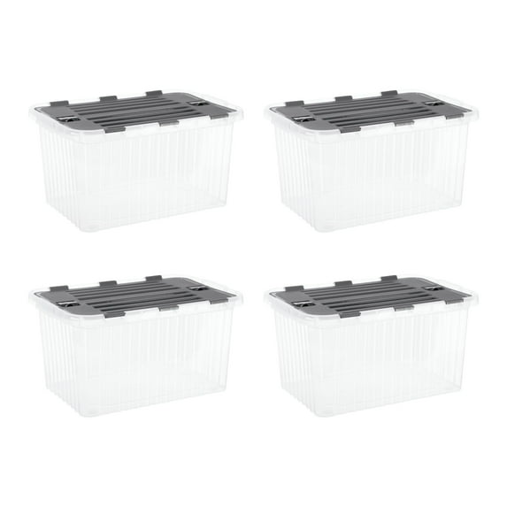 Superio Storage Bins with Lids, Clear Plastic Containers for Organizing, Stackable Totes, BPA Free, Odor Free, Organizer Boxes for Home, and Dorm, 35 Quart (4 Pack, 20.25"x14"x10.5")