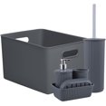 thumbnail image 1 of Superio Complete Bathroom Accessory Set, Ribbed Style, Plastic - Grey (6 Pack), 1 of 7