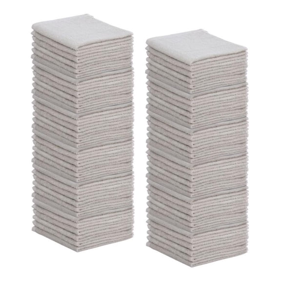 Superio Cotton Terry Washcloths Grey Towels 100% Cotton Cleaning Cloth 16" Rags Wash Clothes for Body and Face, Spa Towels, Multi Purpose (72, 16"x16")