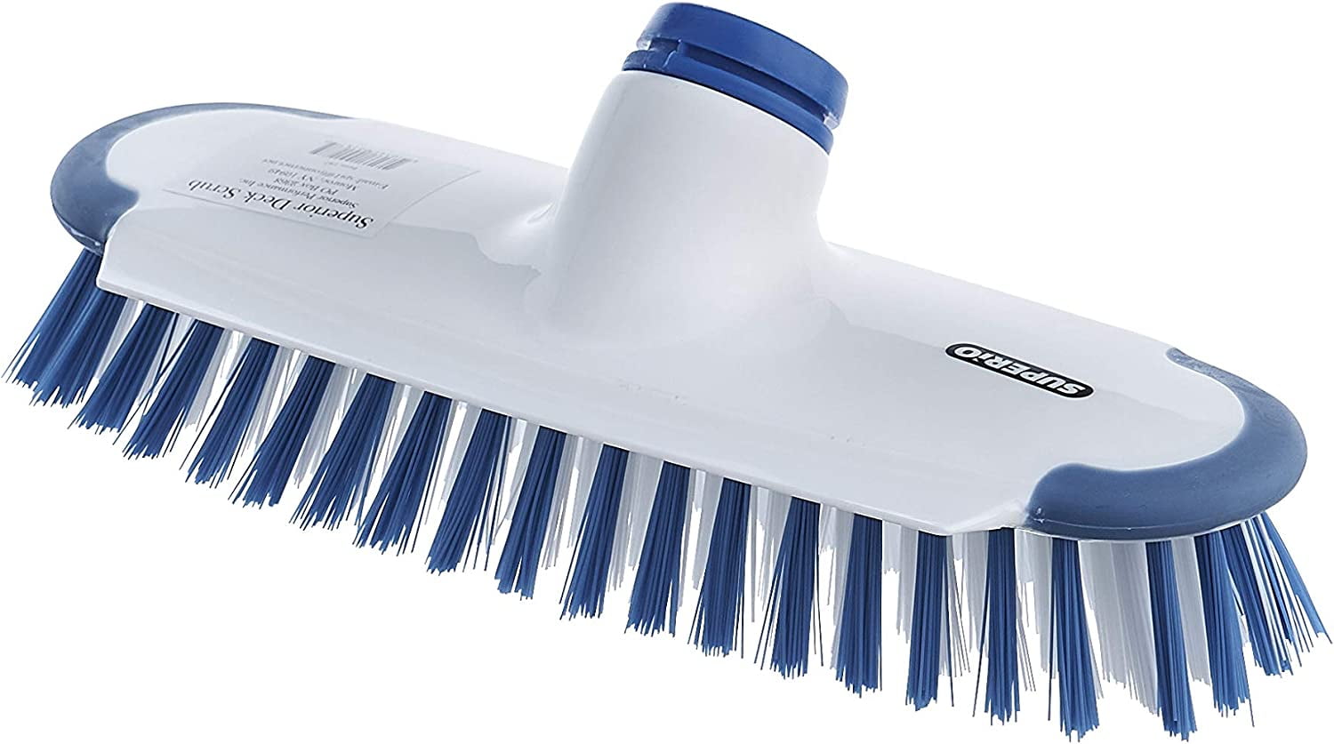 Superio Deck Scrub Brush Head, Heavy Duty Stiff Bristles with Scraper