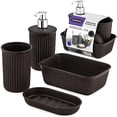 thumbnail image 1 of Superio Decorative Ribbed Bathroom Accessory Set, Plastic - Brown (4 Pack), 1 of 7