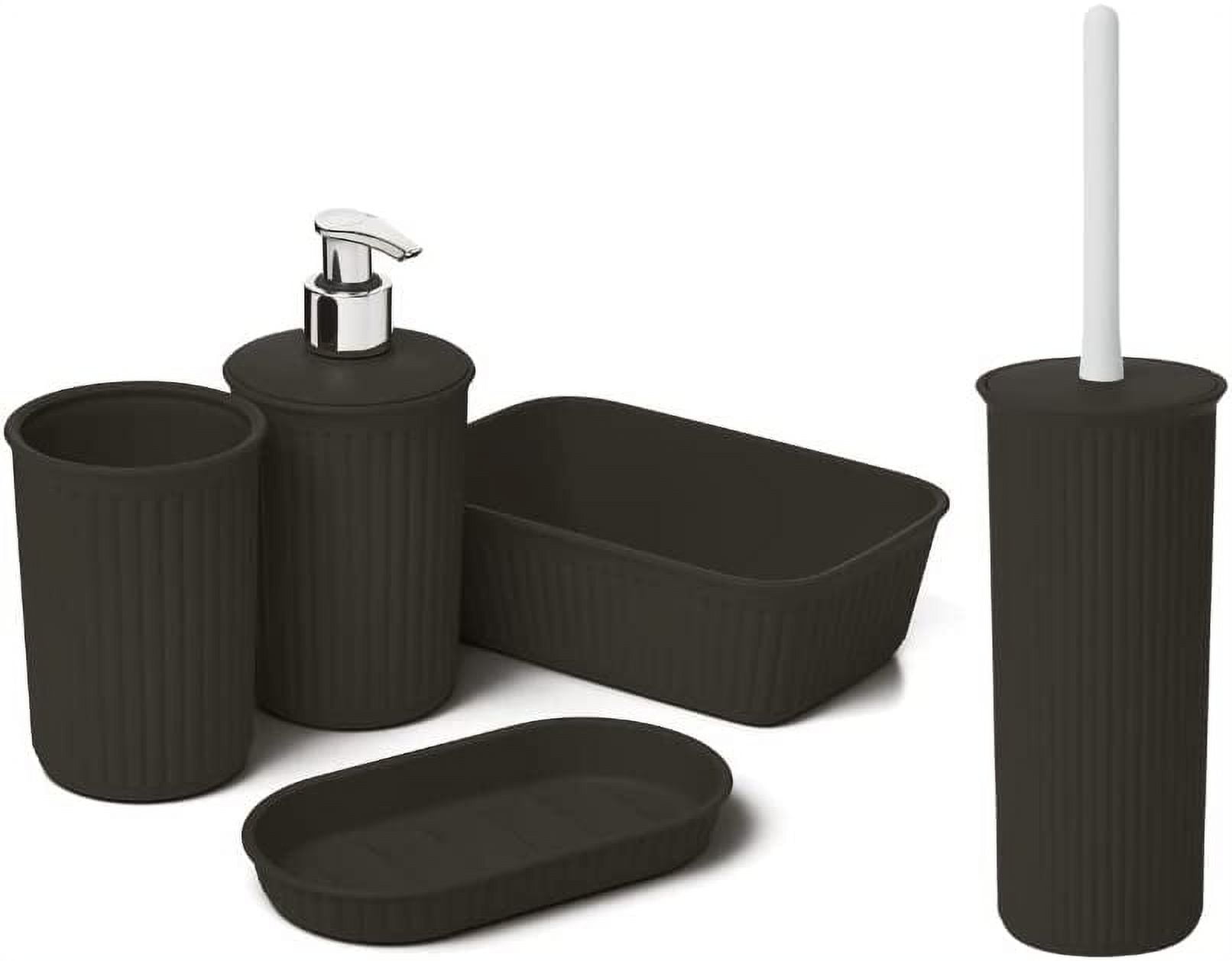 Superio Decorative Ribbed Bathroom Accessory Set, Plastic - Brown (5 Pack) - Walmart.com