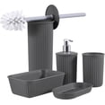 thumbnail image 1 of Superio Decorative Ribbed Bathroom Accessory Set, Plastic - Grey (5 Pack), 1 of 5