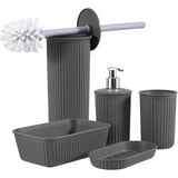 Superio Decorative Ribbed Bathroom Accessory Set, Plastic - Grey (5 Pack) - Walmart.com