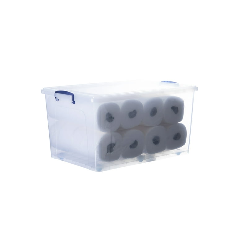 Superio Deep Storage Container with Wheels, Clear Stackable