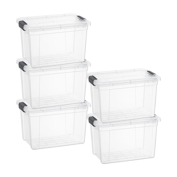 Superio Clear Storage Boxes with Lids, Plastic Container Bins for Organizing, Stackable Crates, BPA Free, Non Toxic, Odor Free, Organizers for Home, Office, School, and Dorm, 4.75 Quart, 5 Pack