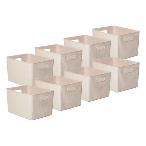 Superio Eco-Friendly Decorative Plastic Open Home Storage Bins Organizer Baskets, X-Large (8 Pack) Container Boxes for Organizing Closet Shelves Drawer Shelf 22 Liter