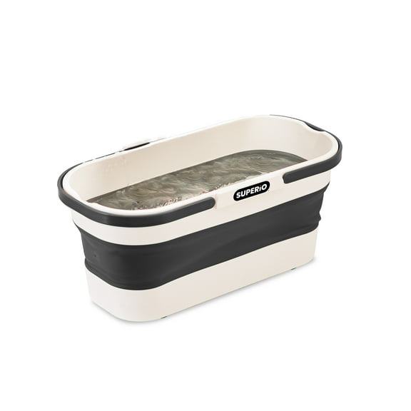 Superio Fold N' Go Mop Bucket with Wheels - Collapsible Cleaning Bucket, 10L, Portable Water Pail for Home, Car, and Outdoor Use