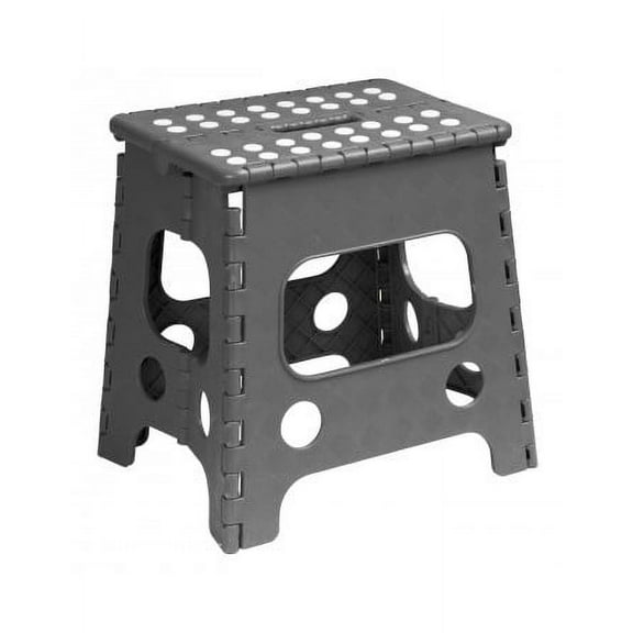 Superio Folding Step Stool with Anti-Slip Surface 15" (Grey)
