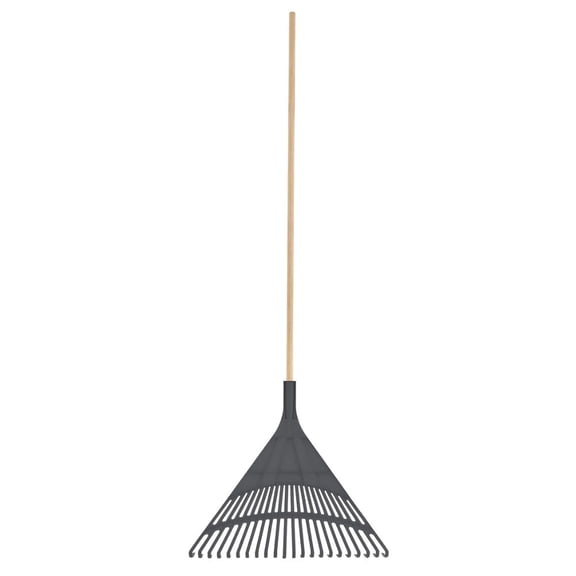 Superio 61-Inch Leaf Rake with Hardwood Handle, Durable Plastic Lawn Rake for Yard, Garden & Leaf Cleanup, Grey, 1 Pack