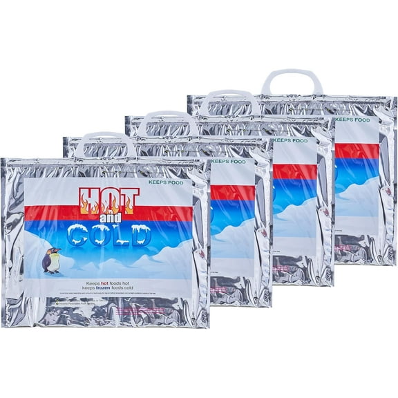 Superio Hot and Cold Insulated Bags for Food Delivery, Grocery Shopping Bags, Food Storage for Hot and Frozen Food for Travel, Disposable Cooler Bag, Reinforced Thermal Lunch Bag (4, 15.5"x13")