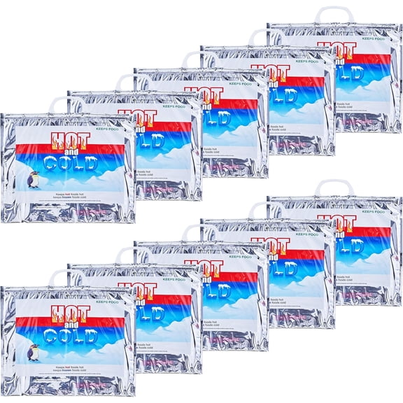 Superio Hot and Cold Insulated Bags for Food Delivery, Grocery Shopping Bags, Food Storage for Hot and Frozen Food for Travel, Disposable Cooler Bag, Reinforced Thermal Lunch Bag (10, 15.5"x13")