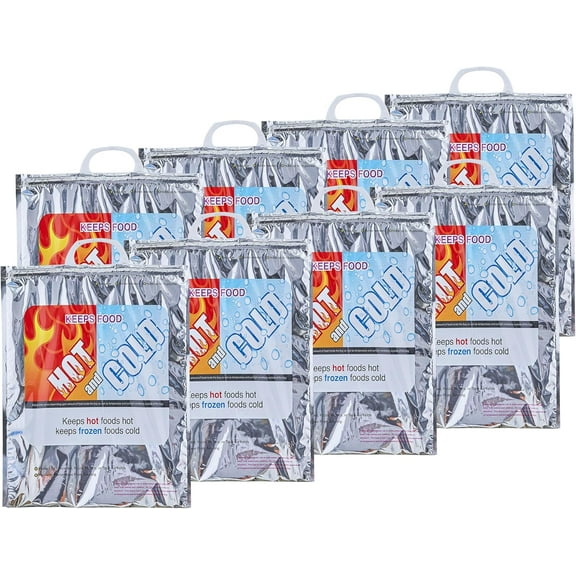 Superio Hot and Cold Insulated Bags for Food Delivery, Grocery Shopping Bags, Food Storage for Hot and Frozen Food for Travel, Disposable Cooler Bag, Reinforced Thermal Lunch Bag (8, 13.5"x17.5")