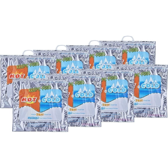 Superio Hot and Cold Insulated Bags for Food Delivery, Grocery Shopping Bags, Food Storage for Hot and Frozen Food for Travel, Disposable Cooler Bag, Reinforced Thermal Lunch Bag (8, 20"x19")